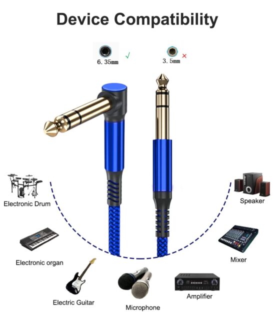 Kabel do instrumentów gitarowych zestaw 2 sztuki 6 m - obrazek 3