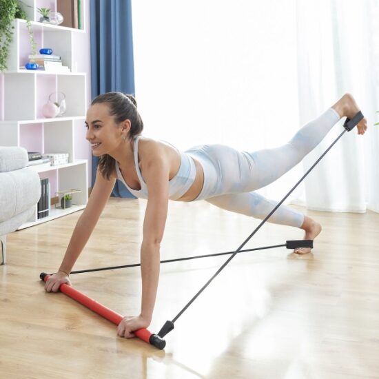 Drążek do Fitnessu z Taśmami Elastycznymi i Przewodnikiem - obrazek 3