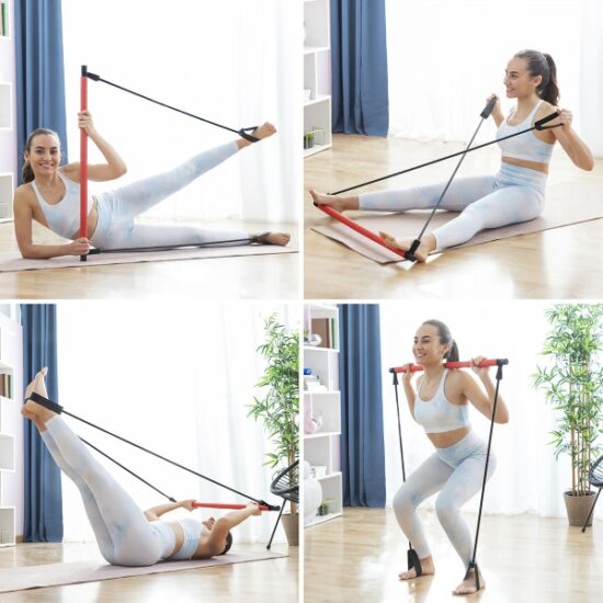 Drążek do Fitnessu z Taśmami Elastycznymi i Przewodnikiem - obrazek 5
