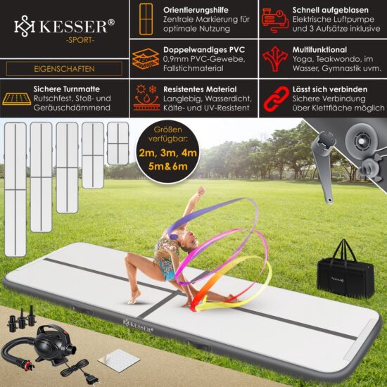 Mata gimnastyczna Nadmuchiwana mata fitness Airtrack 300x100cm - obrazek 4