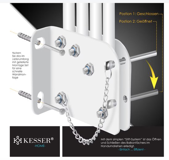 Składana markiza balkonowa z uchwytem ściennym | 140x140cm - obrazek 6