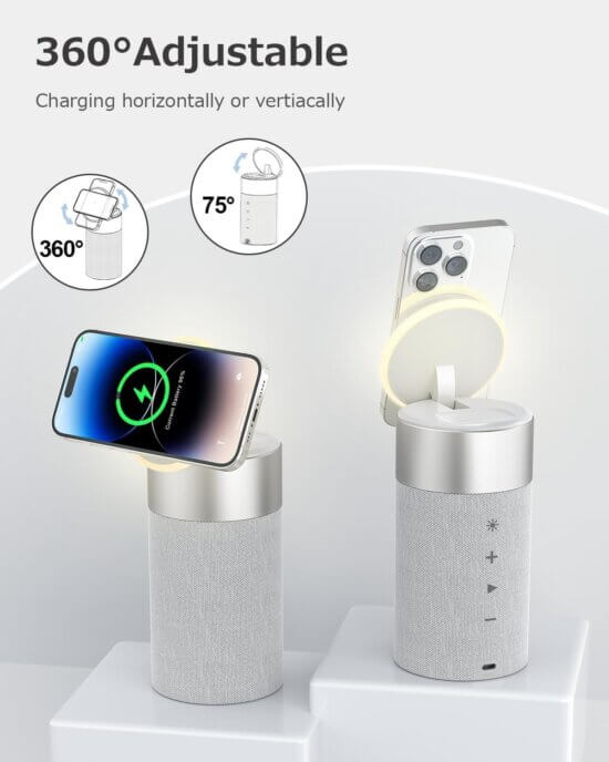 Głośnik Bluetooth COLSUR, Bezprzewodowa Ładowarka  Z Lampką Nocną - obrazek 7
