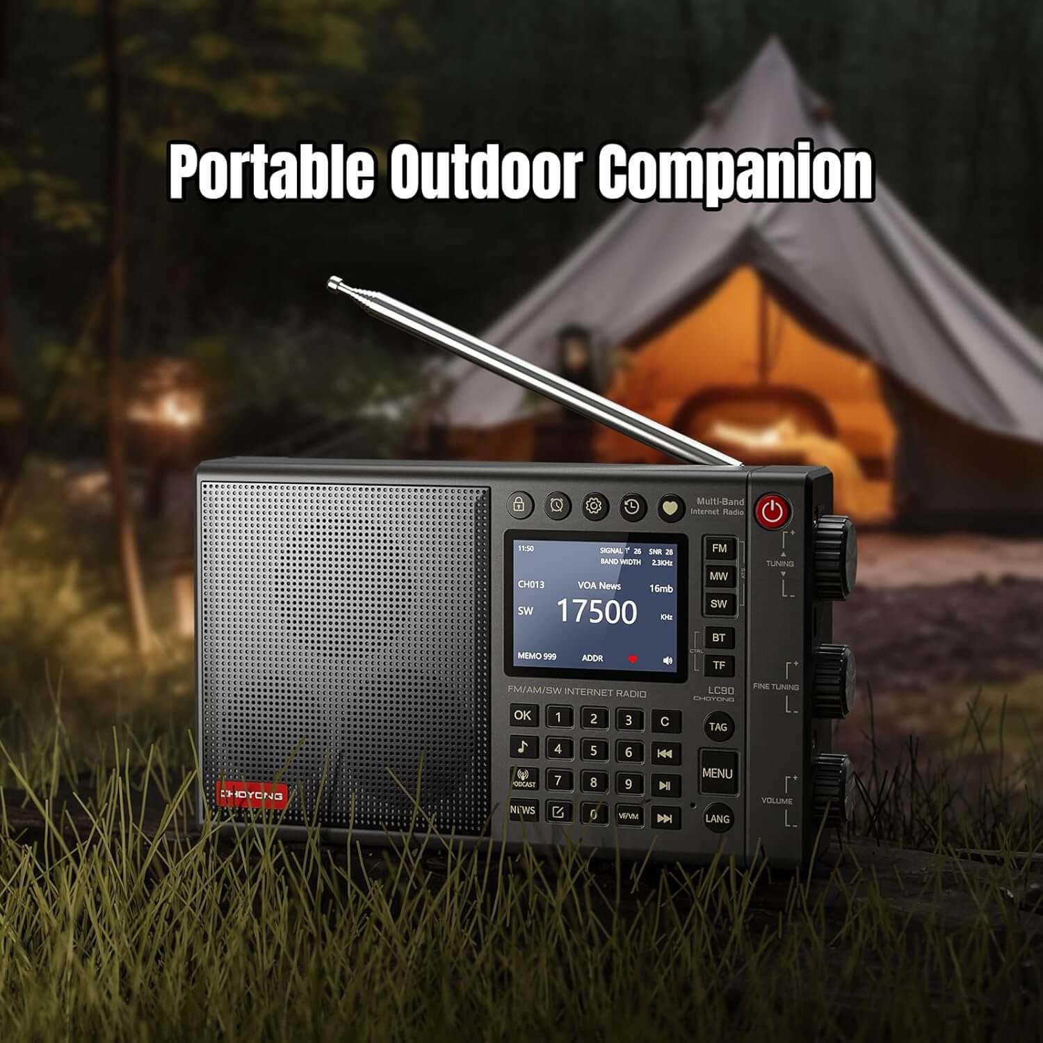 Radio internetowe Choyong LC90 | Wi-Fi/4G/E-SIM | FM/LW/MW/SW/SSB | Łączność Bluetooth 5.2 | 5000mAh | Głośniki stereo 15 W - obrazek 3