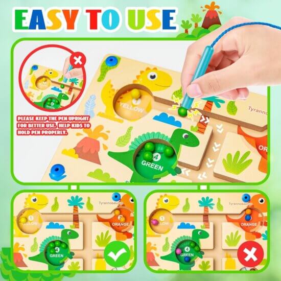 Magnetyczna Gra Labirynt Dinozaur Montessori Dla Dzieci 2-5 Lat - obrazek 3