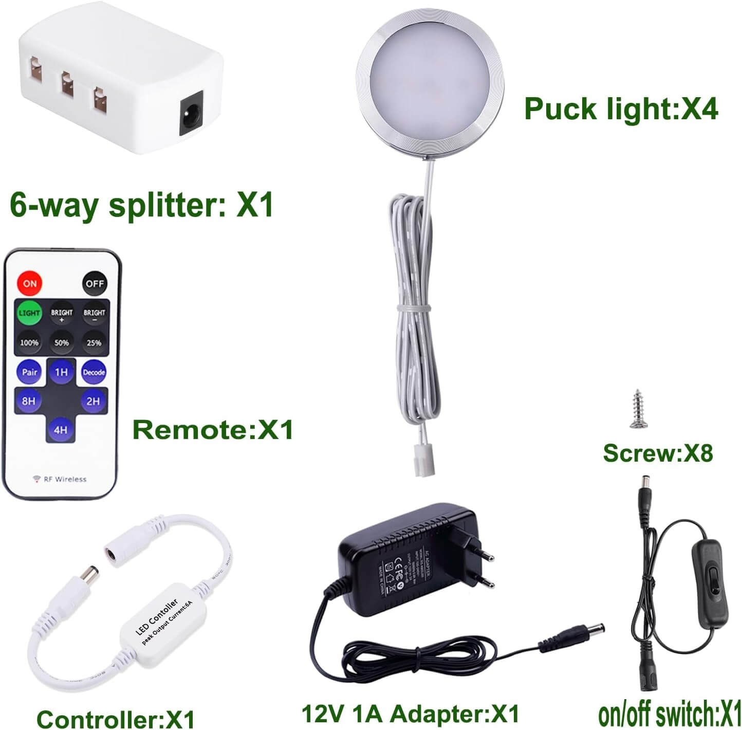 Lampy Podszafkowe LED Z Pilotem 4 Szt. Białe 6000 K - obrazek 3
