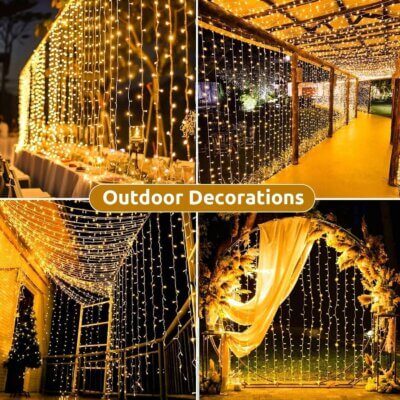 Kurtyna świetlna na zewnątrz, 3 m x 3 m, 300 diod LED