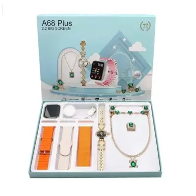 Zestaw Smartwatcha i Biżuterii A68 Plus 8 w 1