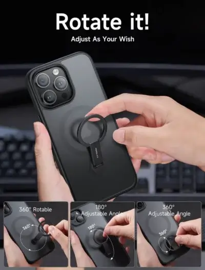 JSAUX iPhone 15 Pro Magnetyczne etui RingLax Case MagSafe uchwyt na palec
