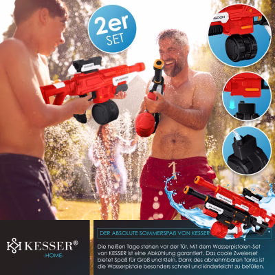 Zestaw Pistoletów Wodnych KESSER® – 2 Pistolety Wodne z Lunetą Bardzo Silny Zasięg 8m, Pojemność 650ml