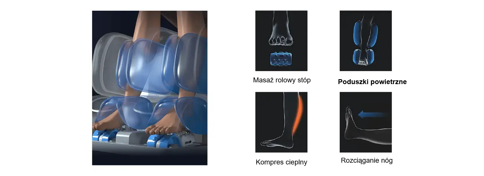 masaż nóg i łydek w fotelu masującym