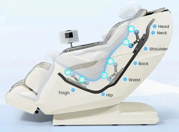 robot masujący w fotelu do masażu od karku po pośladki
