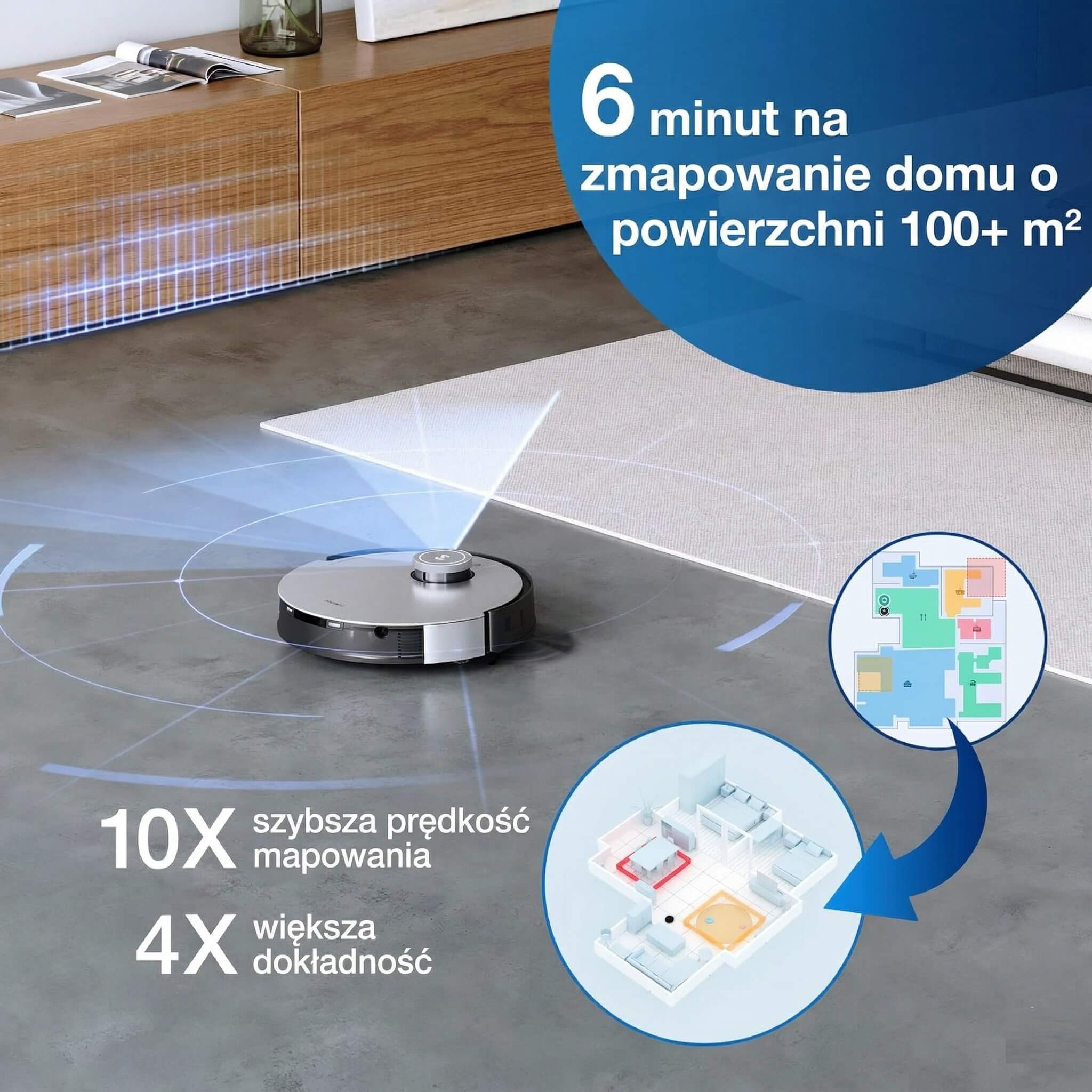 Robot Odkurzająco-Mopujący ze Stacją Czyszczącą 3w1 ECOVACS DEEBOT X1 TURBO - obrazek 6