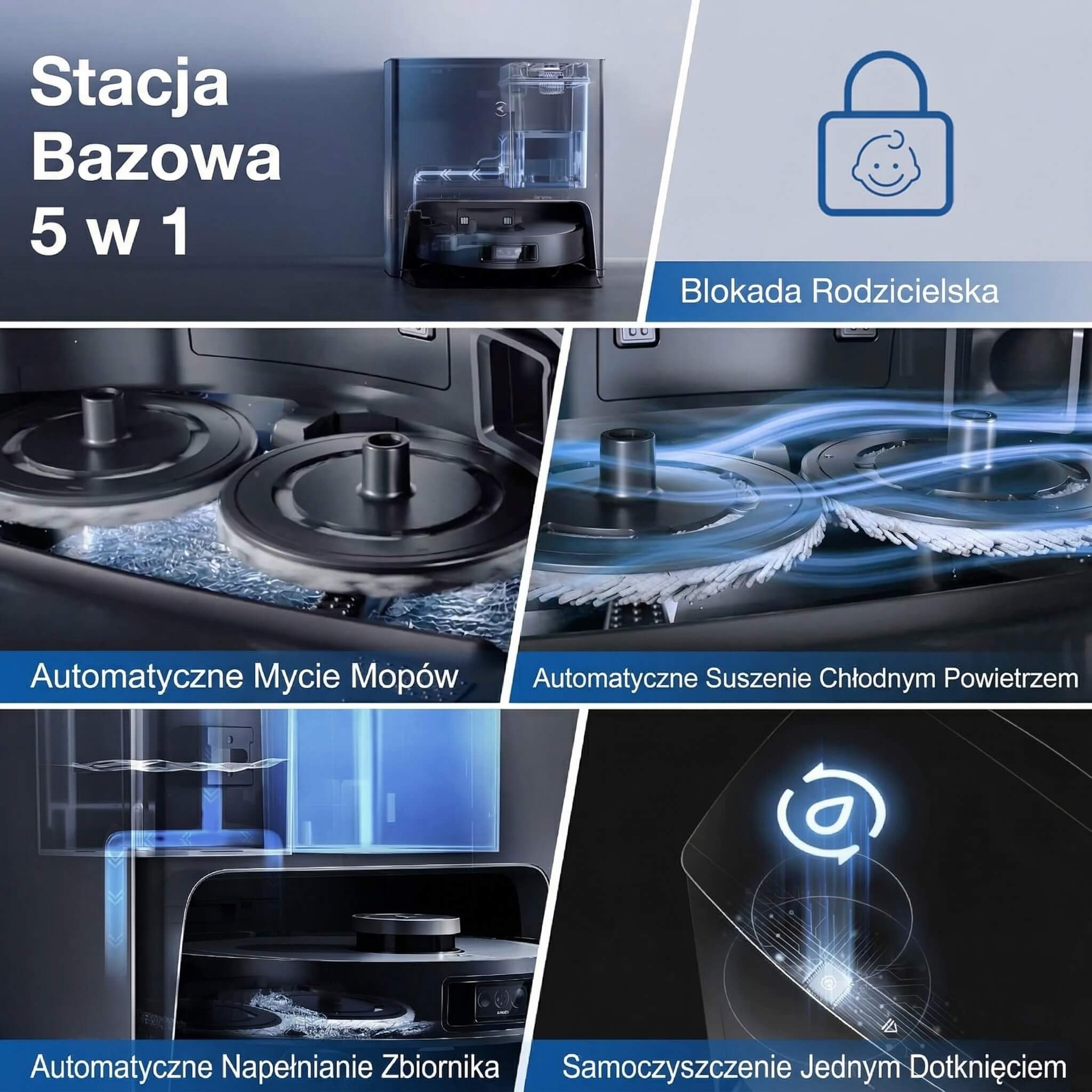 Robot Odkurzająco-Mopujący ze Stacją Czyszczącą 3w1 ECOVACS DEEBOT X1 TURBO - obrazek 9