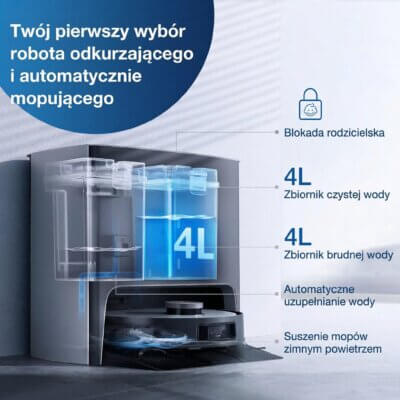 Robot Odkurzająco-Mopujący ze Stacją Czyszczącą 3w1 ECOVACS DEEBOT X1 TURBO